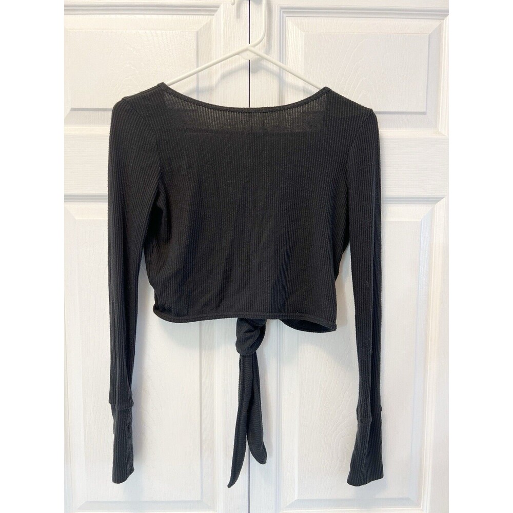 Spiritual Gangster Harmony Rib Wrap Sweater Size Xs Black Long Sleeve - Picture 10 of 10